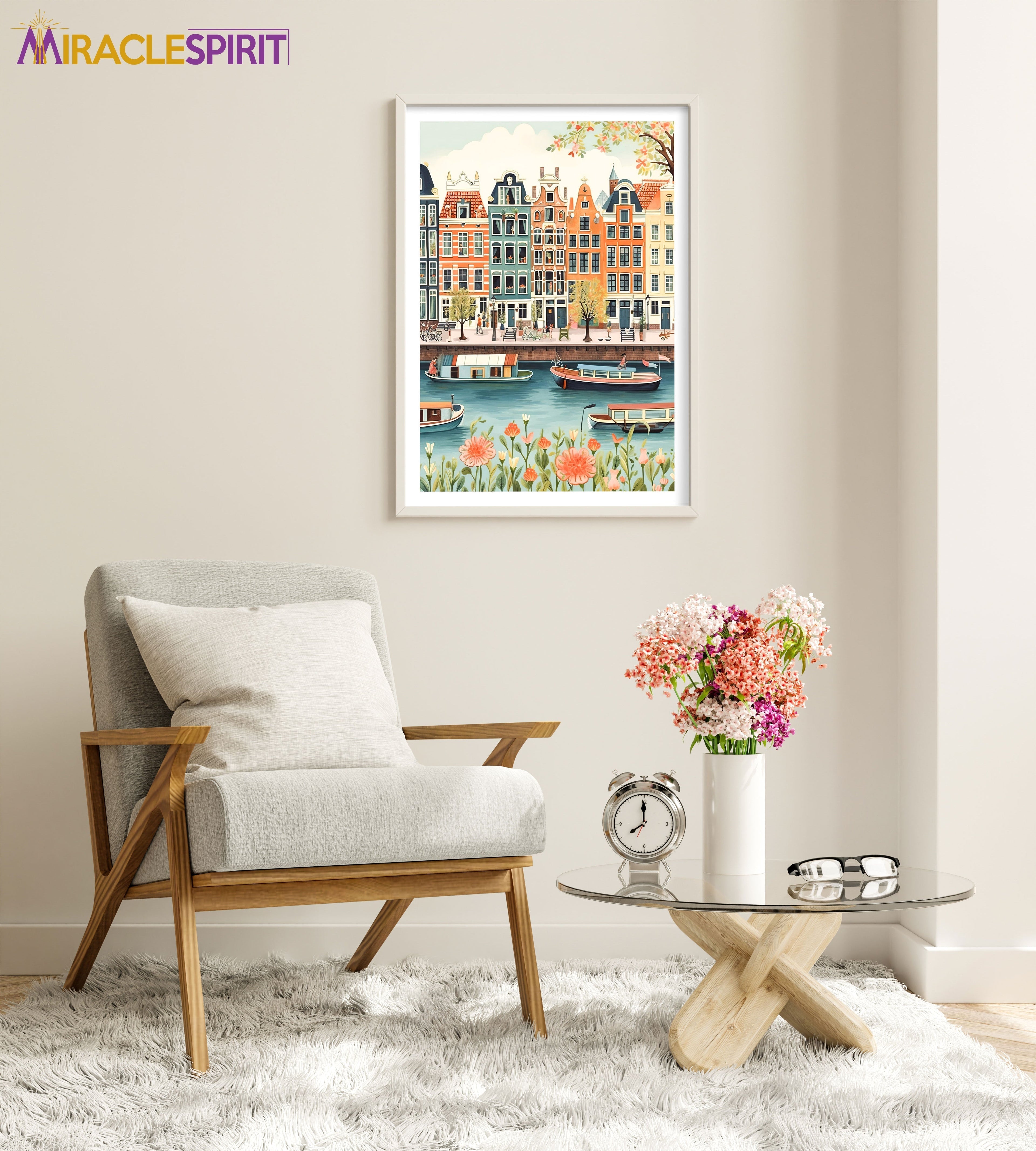 Amsterdam Art Print, Travel Print, Travel Poster, Travel Gift, Housewarming Gift (UNFRAMED)